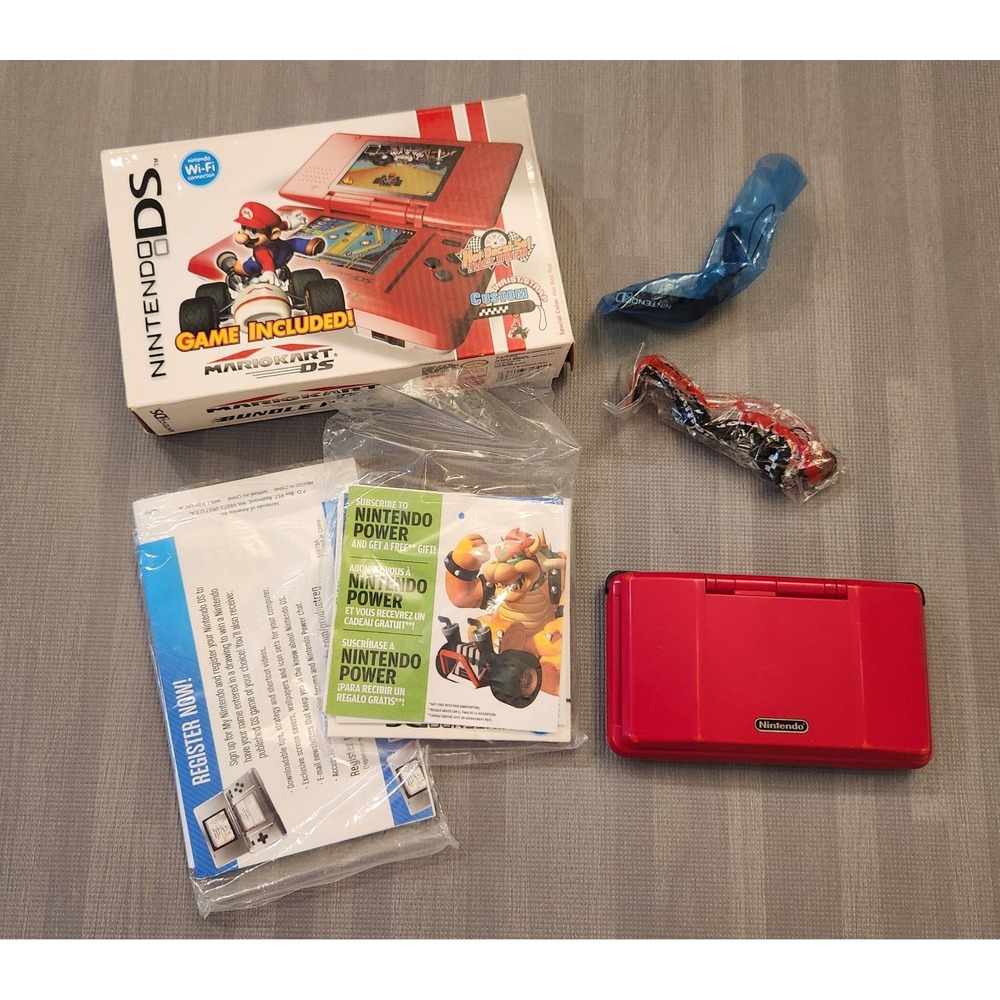 Nintendo DS Mario Kart Bundle Pack Hot Rod Red In Box Handheld Console NO GAME